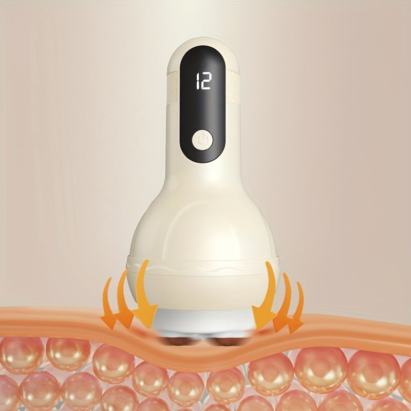 LCD Display Electric Full Body Massager - 12 Gears Adjustment(Cream)-1