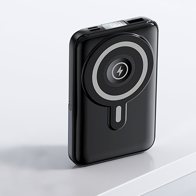 NNETM 3-in-1 Magnetic Wireless Power Bank – 20000mAh Portable Charger with Stand & Digital Display (Black)
