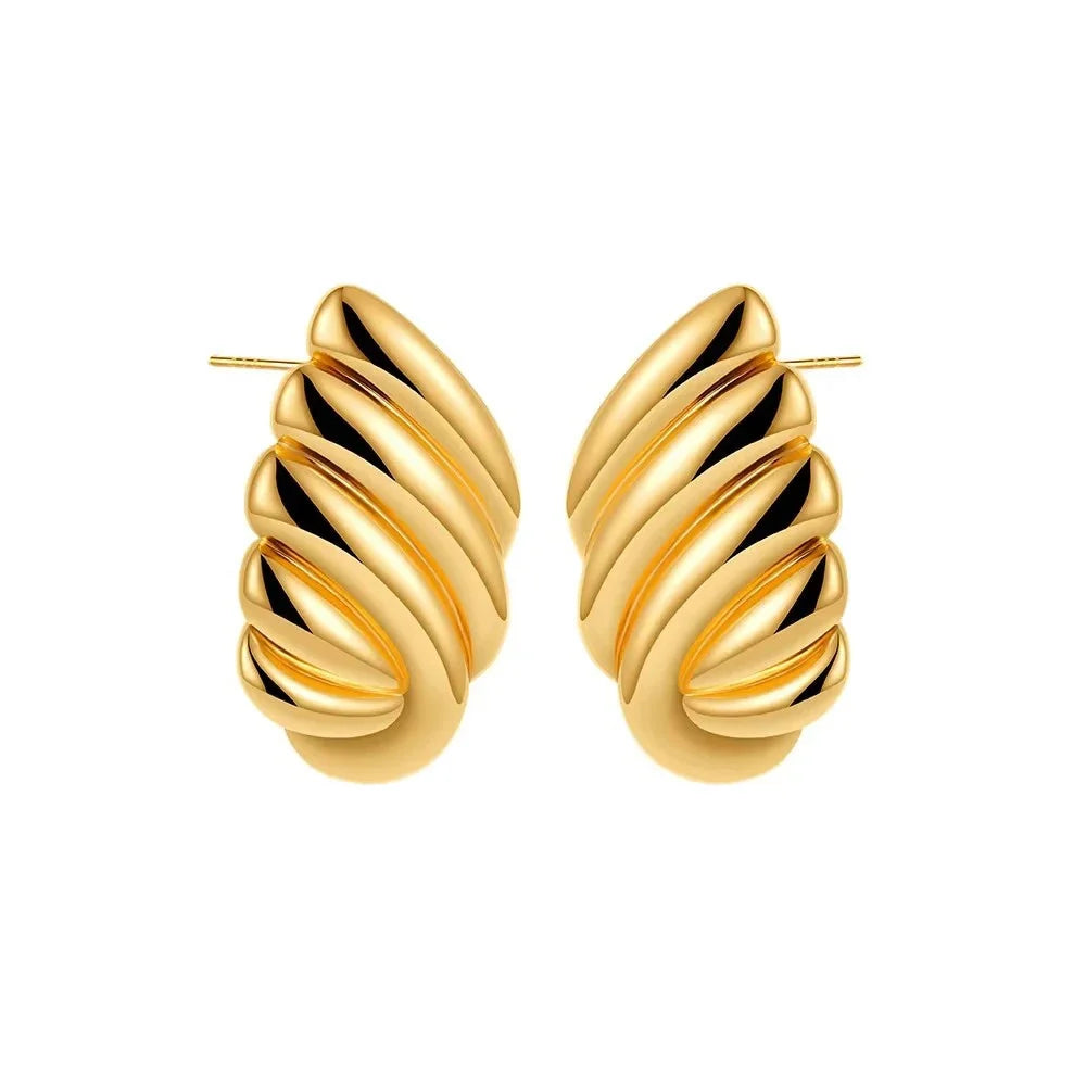 Trendy Stainless Steel Multilayer Circle Twist Knot Earrings for Women Texture Mixed Color Gold Plated Statement Earring Bijoux