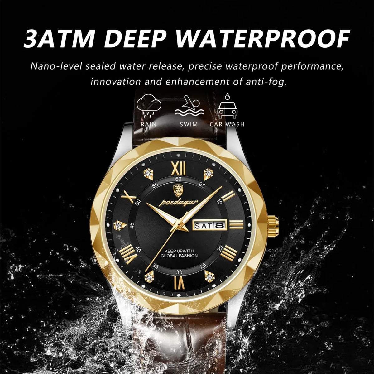 Color: Orange - POEDAGAR Luxury Business Man Wristwatch Waterproof Luminous Date Week Men Watch For-2