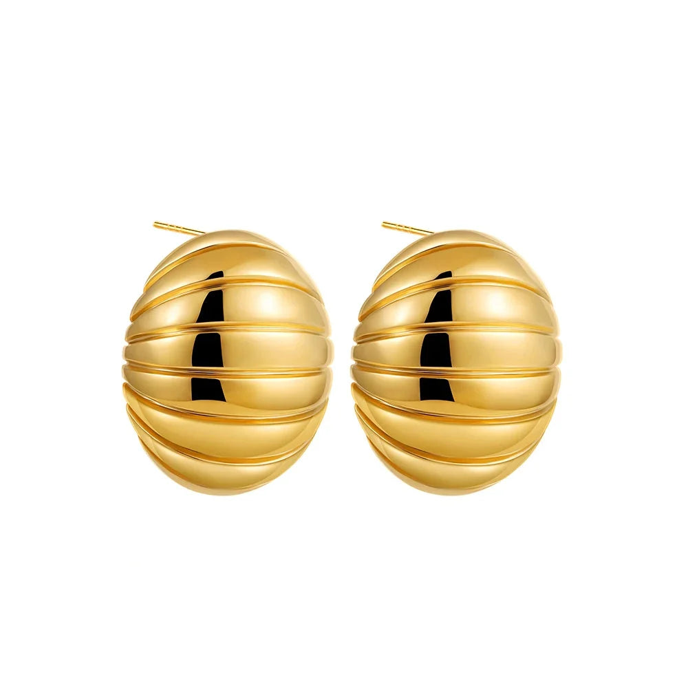 Trendy Stainless Steel Multilayer Circle Twist Knot Earrings for Women Texture Mixed Color Gold Plated Statement Earring Bijoux
