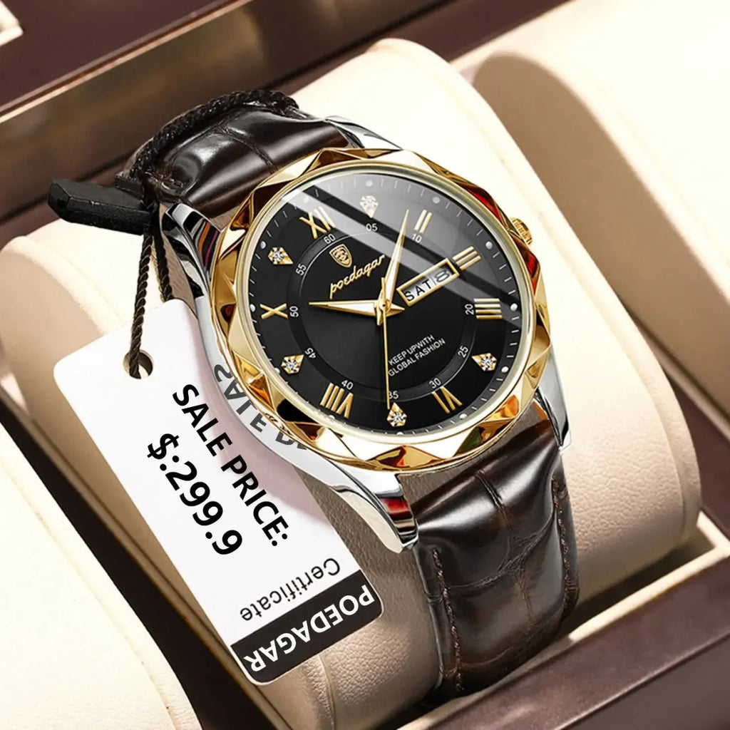 Color: Orange - POEDAGAR Luxury Business Man Wristwatch Waterproof Luminous Date Week Men Watch For-0