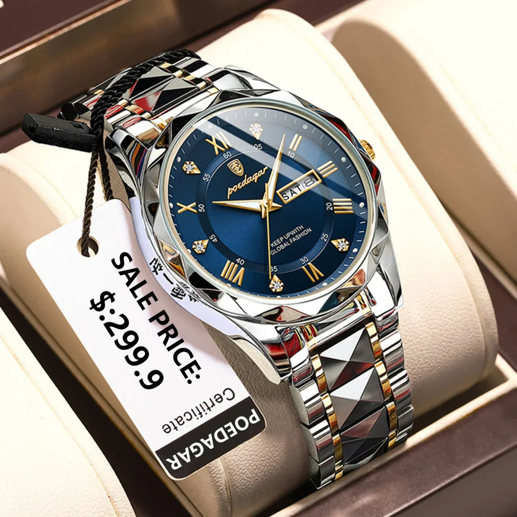 Color: Coffee - POEDAGAR Top Luxury Men Quartz Watch For Men Sports Waterproof Luminous Stainless S-0
