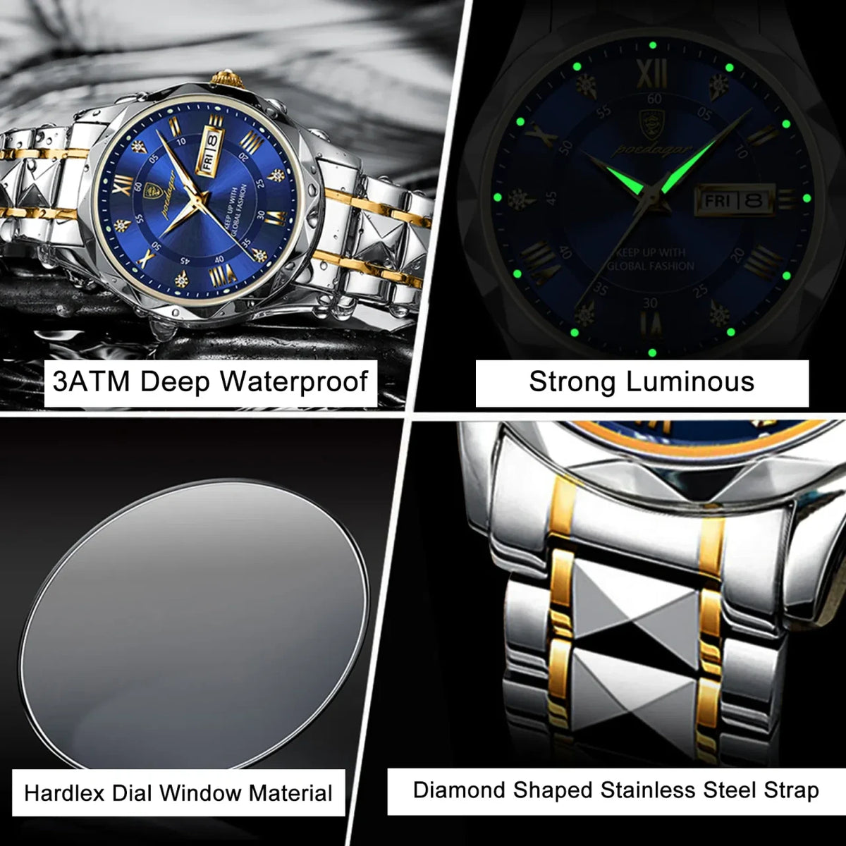 Color: Coffee - POEDAGAR Top Luxury Men Quartz Watch For Men Sports Waterproof Luminous Stainless S-3