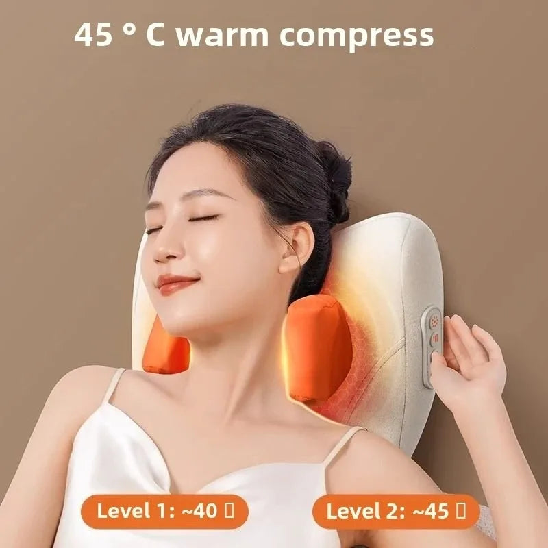 Wireless Electric Shiatsu Massage Pillow Rechargeable Heating Massager Orange-1