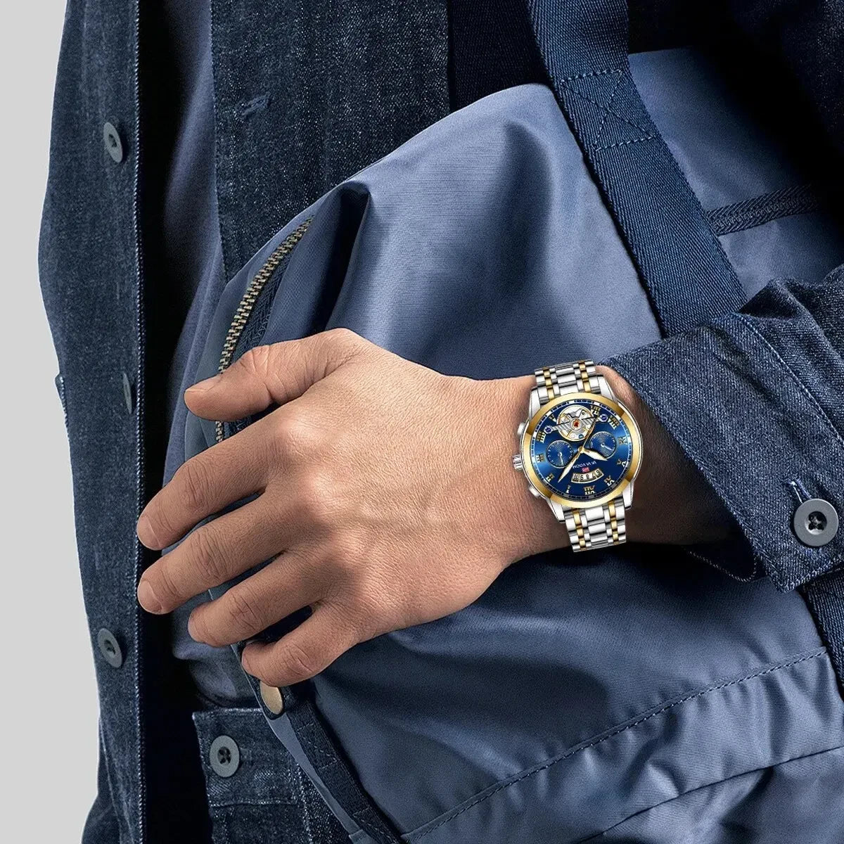 Color: Coffee - Relogio Masculino Top Brand Mens Luxury Watch Stainless Steel Luminescence Clock Ca-2
