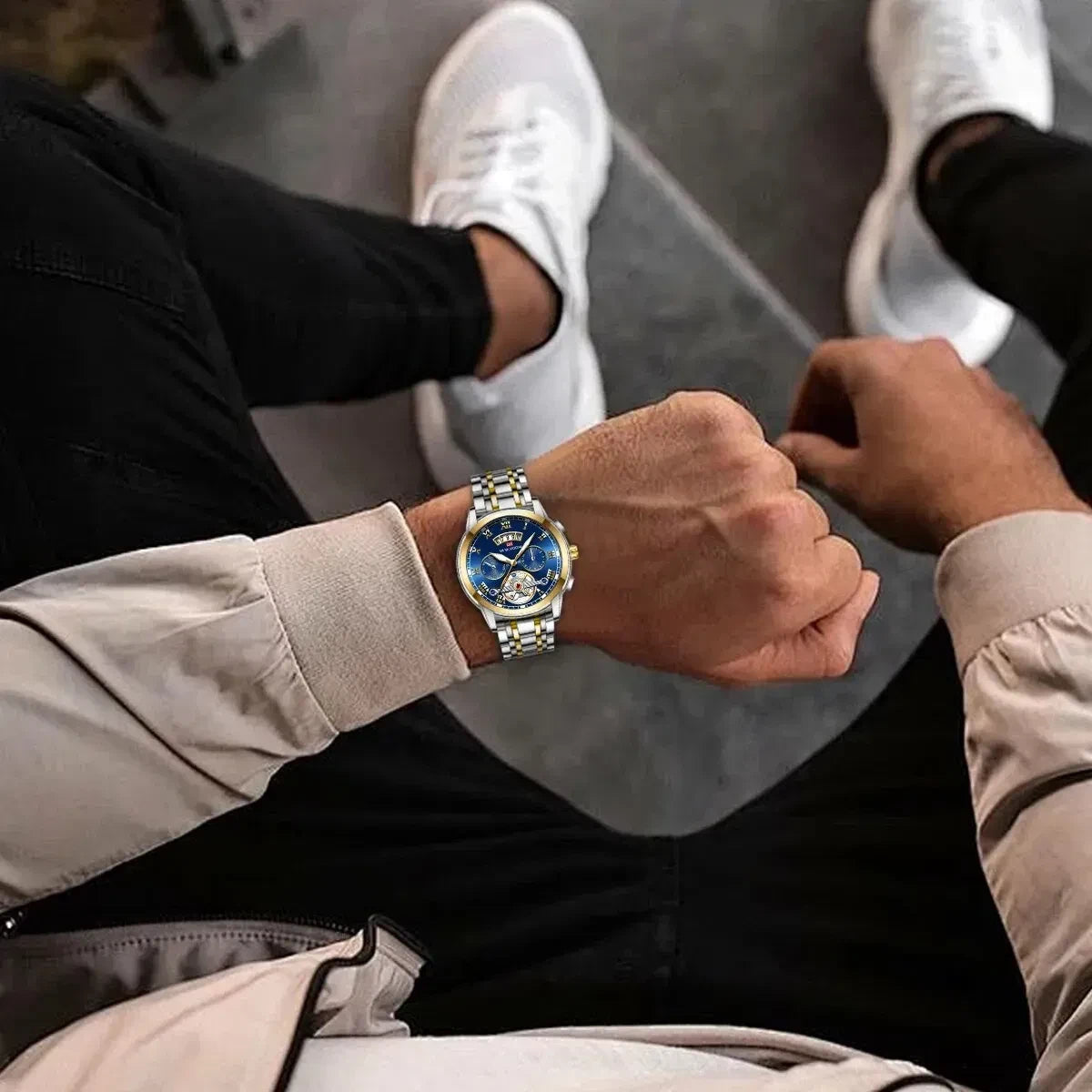 Color: BRONZE - Relogio Masculino Top Brand Mens Luxury Watch Stainless Steel Luminescence Clock Ca-4