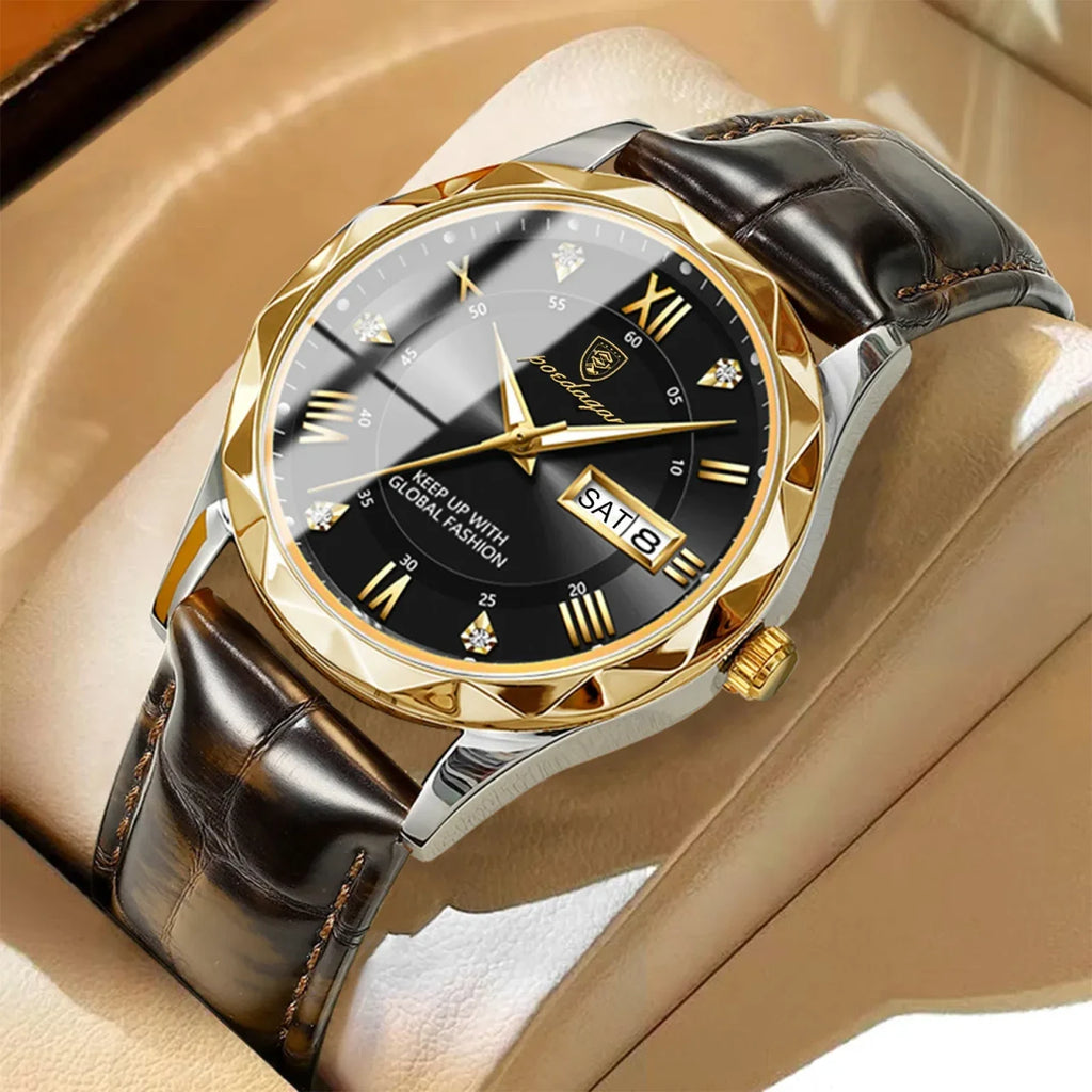 Color: Orange - POEDAGAR Luxury Business Man Wristwatch Waterproof Luminous Date Week Men Watch For-1