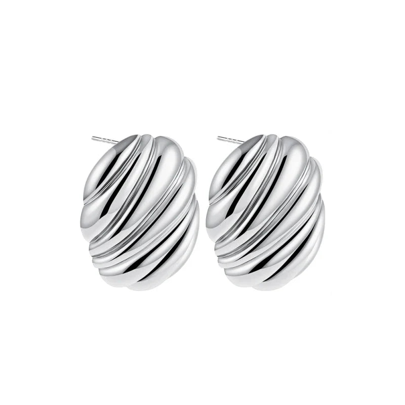 Trendy Stainless Steel Multilayer Circle Twist Knot Earrings for Women Texture Mixed Color Gold Plated Statement Earring Bijoux