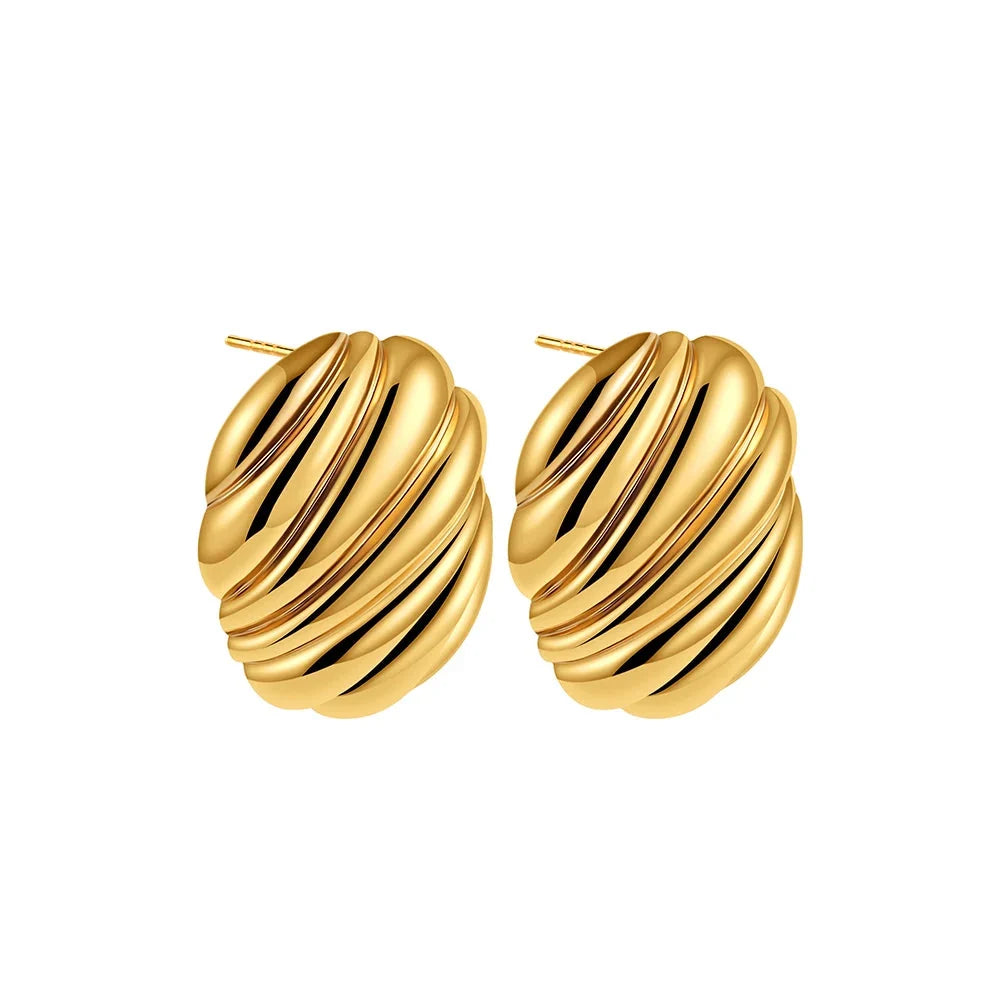 Trendy Stainless Steel Multilayer Circle Twist Knot Earrings for Women Texture Mixed Color Gold Plated Statement Earring Bijoux