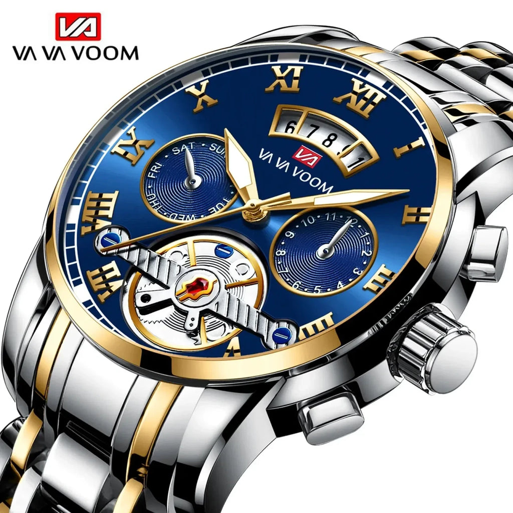 Color: BRONZE - Relogio Masculino Top Brand Mens Luxury Watch Stainless Steel Luminescence Clock Ca-6