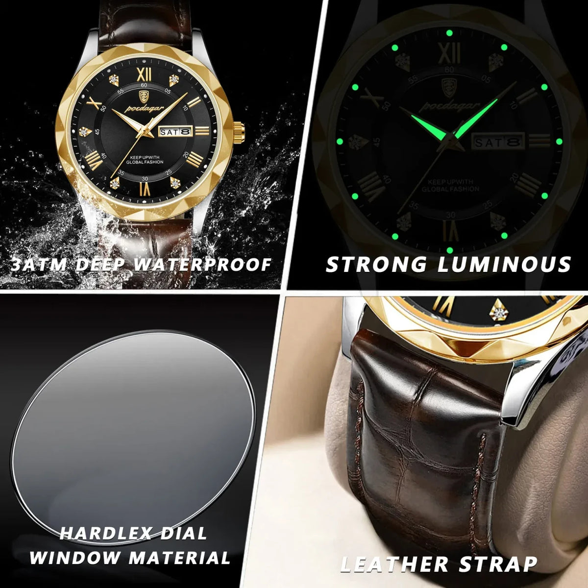 Color: Orange - POEDAGAR Luxury Business Man Wristwatch Waterproof Luminous Date Week Men Watch For-3
