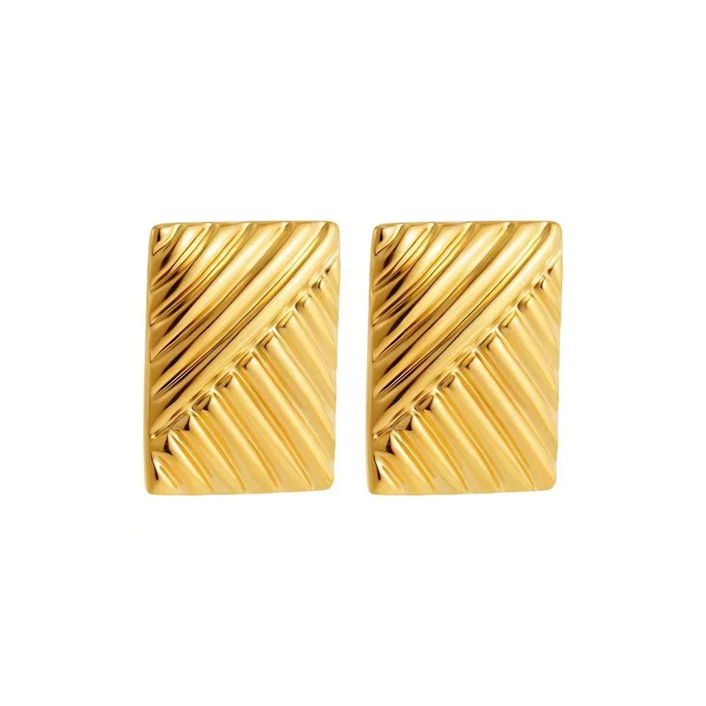 Trendy Stainless Steel Multilayer Circle Twist Knot Earrings for Women Texture Mixed Color Gold Plated Statement Earring Bijoux