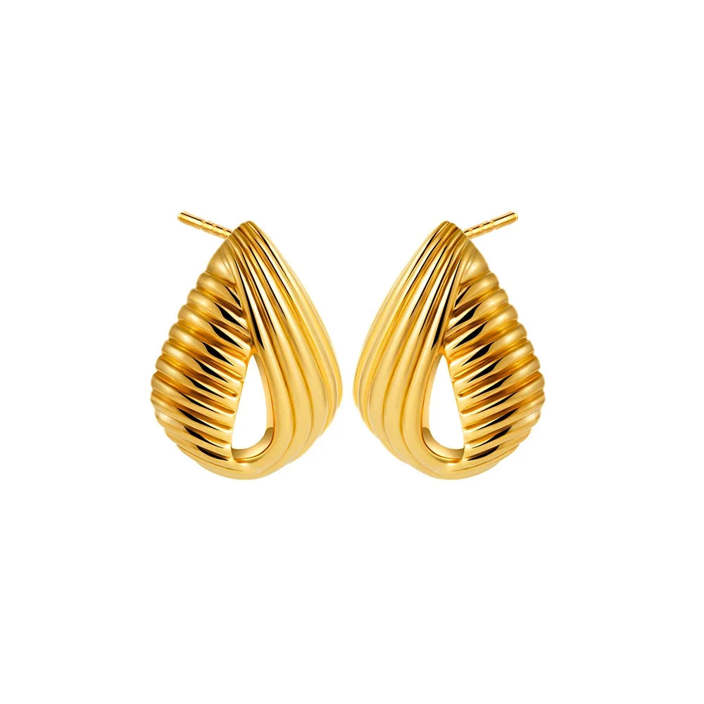 Trendy Stainless Steel Multilayer Circle Twist Knot Earrings for Women Texture Mixed Color Gold Plated Statement Earring Bijoux
