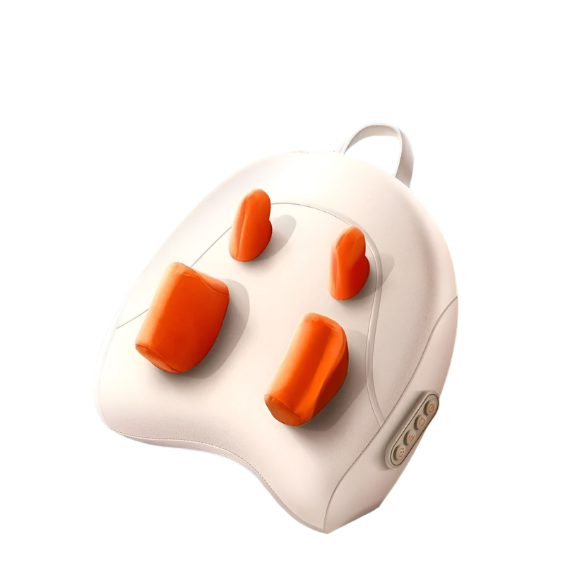 Wireless Electric Shiatsu Massage Pillow Rechargeable Heating Massager Orange-0