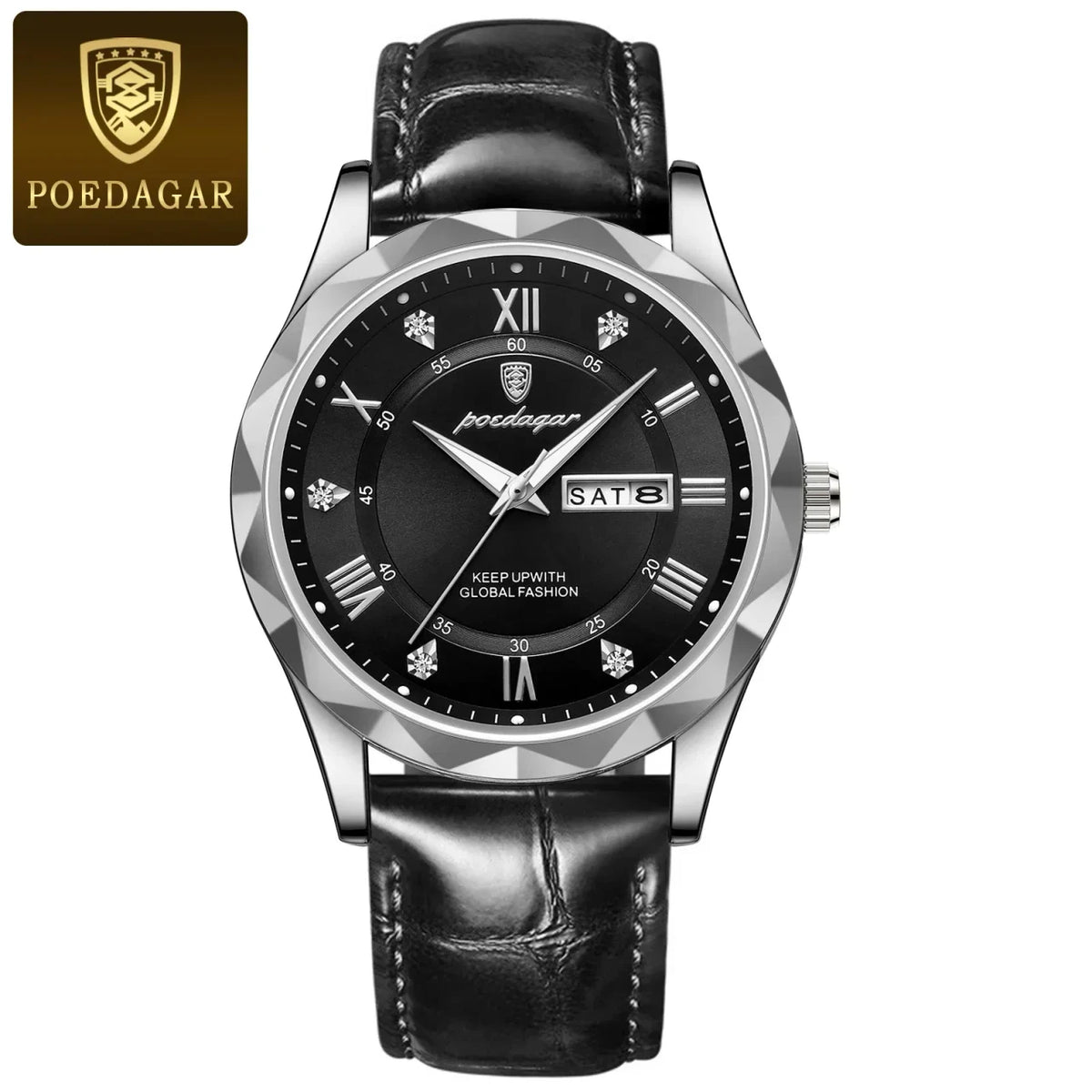 Color: Ivory - POEDAGAR Luxury Business Man Wristwatch Waterproof Luminous Date Week Men Watch For-6