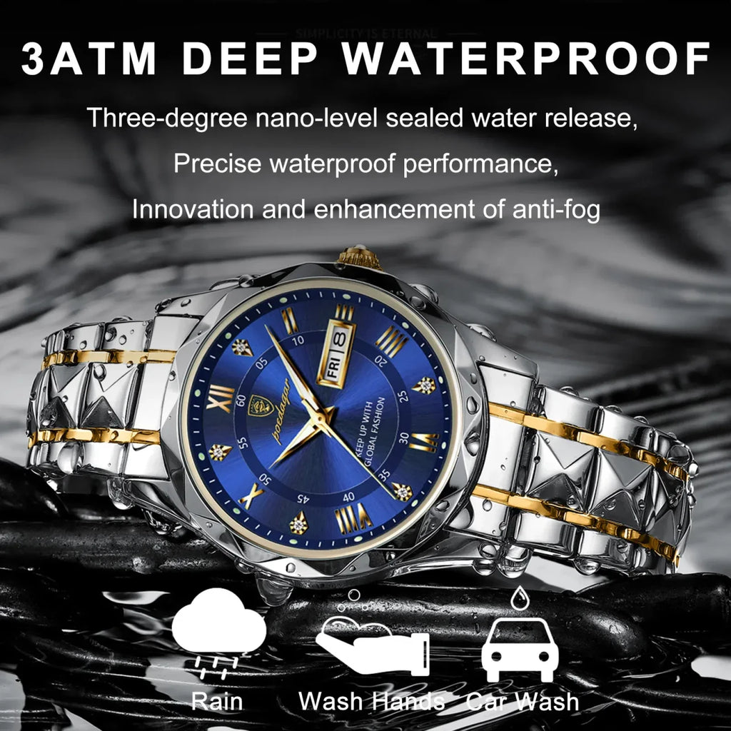 Color: Coffee - POEDAGAR Top Luxury Men Quartz Watch For Men Sports Waterproof Luminous Stainless S-2