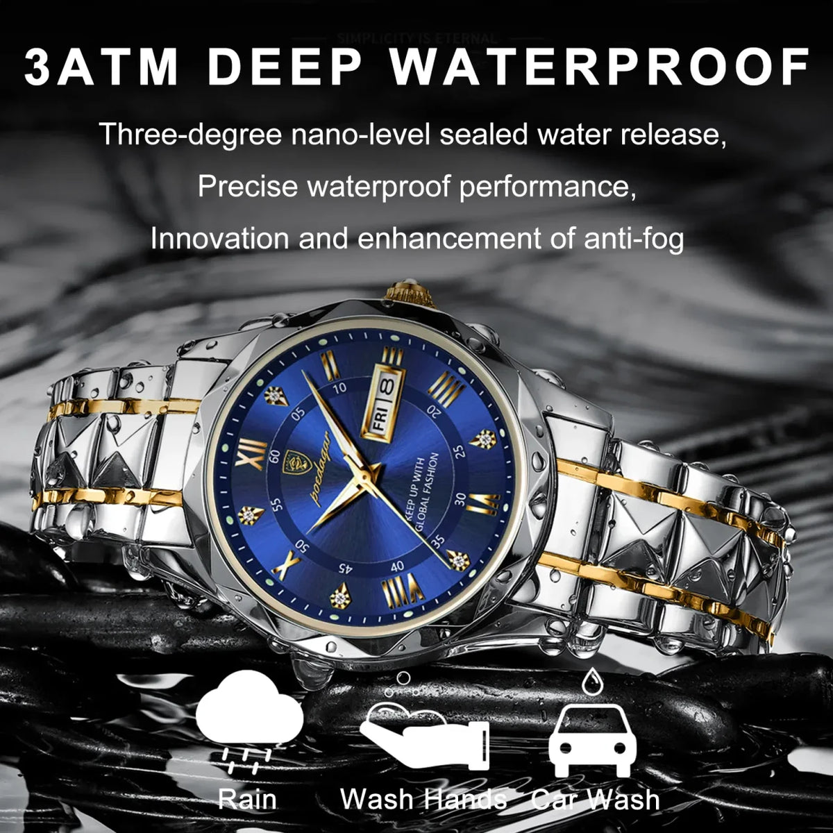 Color: Coffee - POEDAGAR Top Luxury Men Quartz Watch For Men Sports Waterproof Luminous Stainless S-2