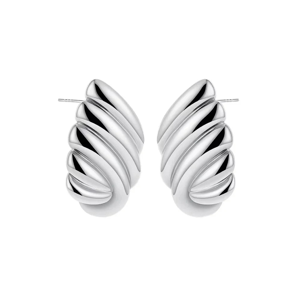 Trendy Stainless Steel Multilayer Circle Twist Knot Earrings for Women Texture Mixed Color Gold Plated Statement Earring Bijoux