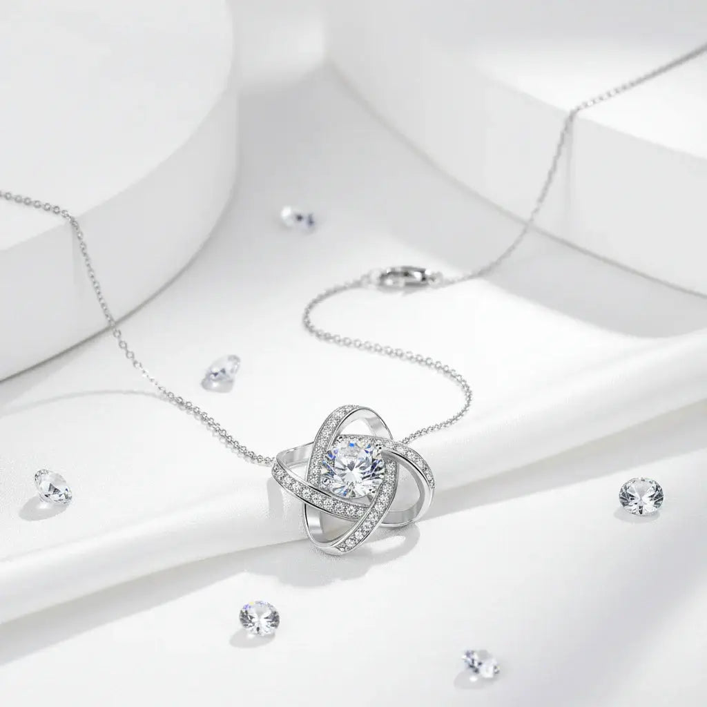 Sterling Silver Pendant Necklace for Women Moissanite Jewelry