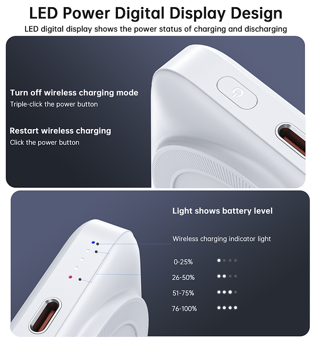 CHOETECH B743-WH 10000mAh Magnetic Wireless Power Bank with Stand – White