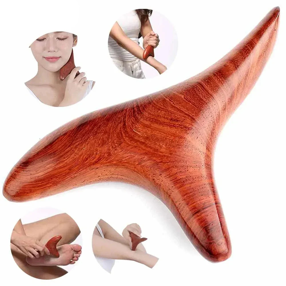 2Pcs Wood wellness Gua Sha roller Tool Brown