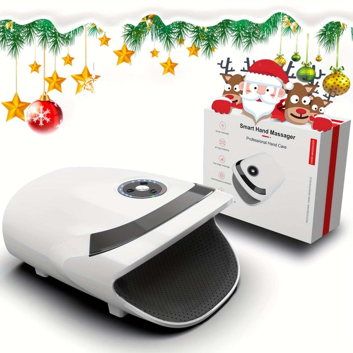 Cordless Hand Massager with Compression & Heat(White)-2