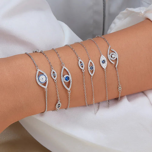 925 Silver Greek Evil Eye Zircon Bracelet