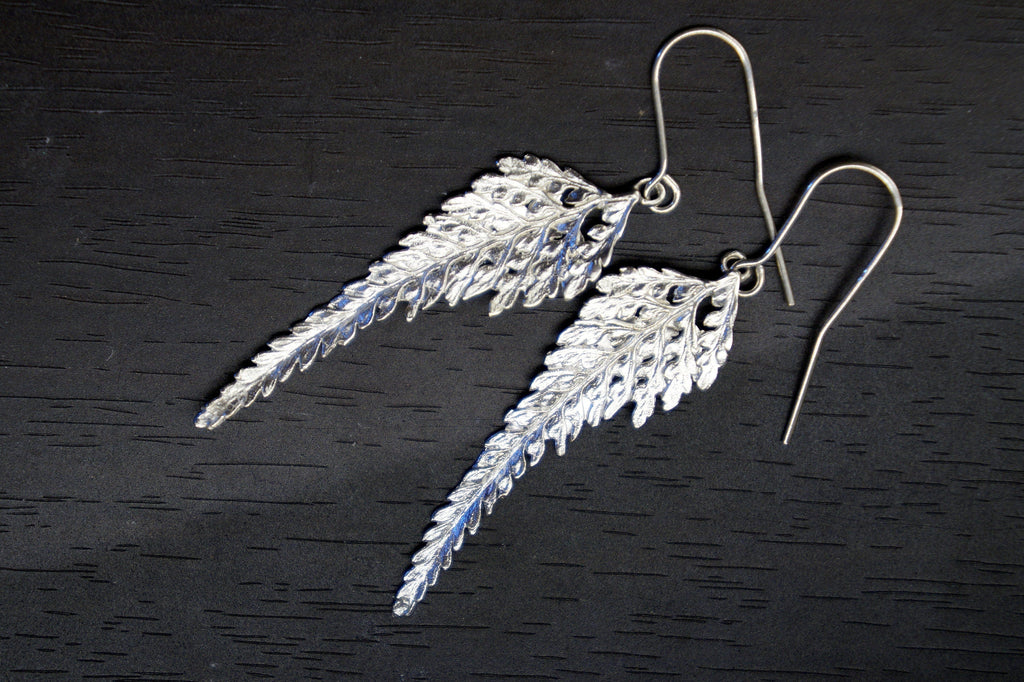 Real Acacia Leaf Earrings, Handmade Nature Jewelry, Organic Forest Dangles, Gift for Health & Youth, Eco Sustainable Sterling Silver 925