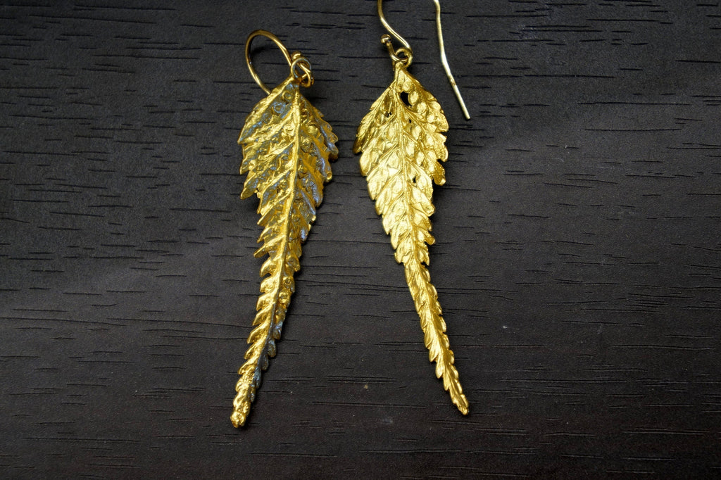 Real Acacia Leaf Earrings, Handmade Nature Jewelry, Organic Forest Dangles, Gift for Health & Youth, Eco Sustainable Sterling Silver 925