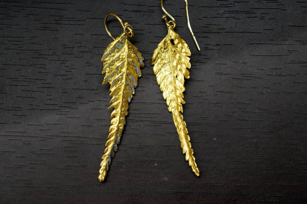 Real Acacia Leaf Earrings, Handmade Nature Jewelry, Organic Forest Dangles, Gift for Health & Youth, Eco Sustainable Sterling Silver 925
