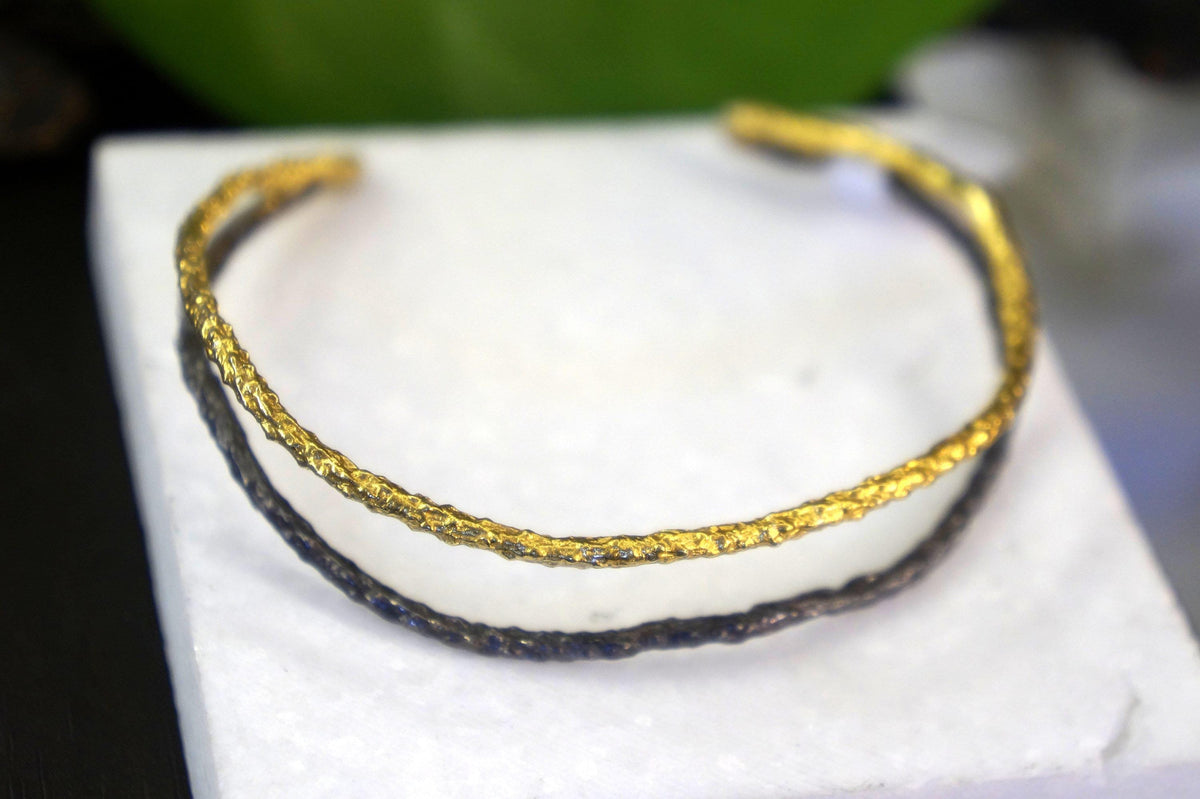 Real Pine Branch Bracelet, Handmade Minimalist Jewelry, Organic Boho Cuff, Gift for Luck & Health, Eco Sustainable Brass