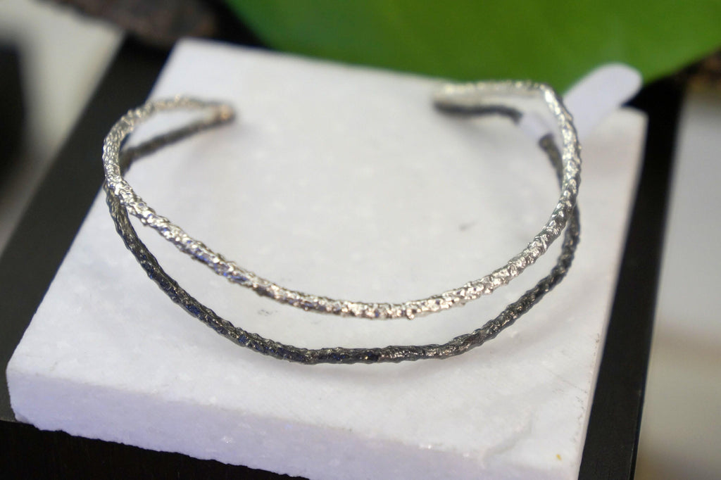 Real Pine Branch Bracelet, Handmade Minimalist Jewelry, Organic Boho Cuff, Gift for Luck & Health, Eco Sustainable Brass