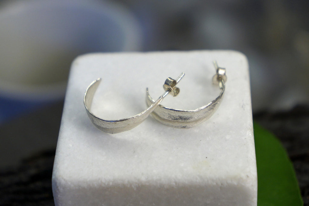 Real Olive Leaf Gold Earrings, Handmade Minimalist Jewelry, Organic Tree Hoops, Gift for Health & Victory, Sterling Silver 925